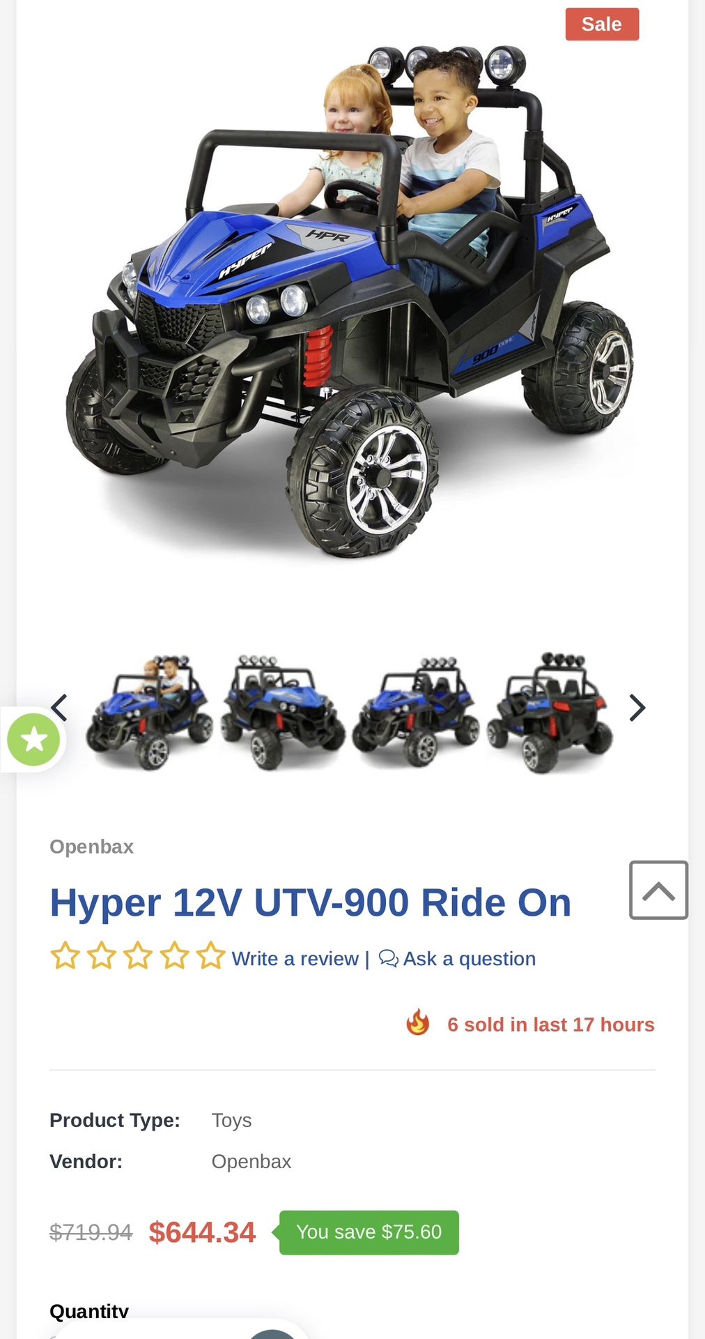12 VOLT HYPER HPR-900 UTV