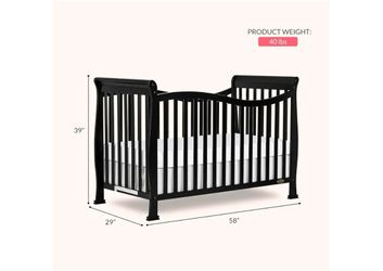 Dream On Me Violet 7 in 1 Convertible Life Style Crib in Black, Greenguard Gold Certified 58x29x39 Inch (Pack of 1)