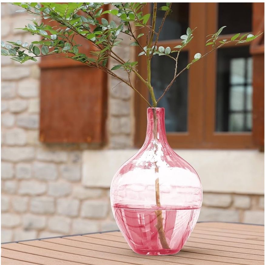 20" Extra Large Floor Glass Vase for Tall Pampas Grass, Large Round Vase for Tall Branches Plant, Pink Clear Balloon Vase for Living Room