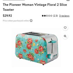 Pioneer Woman Vintage Toaster Two Slice for Sale in Hesperia, CA
