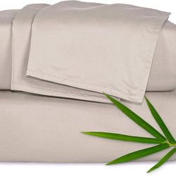 Pure Bamboo King Sheets, Genuine 100% Organic Viscose Derived from Bamboo Bed Sheet Set, Luxuriously Soft & Cooling, Double Stitching, 2 Year Quality 