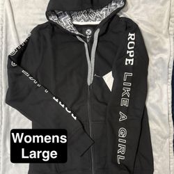 Women’s Large Hooey Rope Like A Girl Zipper Hoodie Sweater