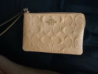 Coach Signature Embossed Leather Wristlet