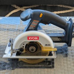 Ryobi P501 18V Blue Cordless Circular Saw TOOL ONLY, 5.5” Diameter (blade not included).