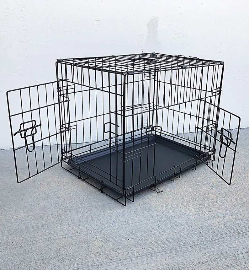 $30 (New in Box) Folding 24” dog cage 2-door folding pet crate kennel w/ tray 24”x17”x19”
