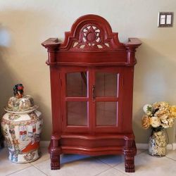Vintage Furniture.  Dresser With Mirror And Wooden/glass Cabinet 
