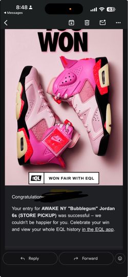 Awake Air Jordan 6 Playful Pink Size 4’5 Men