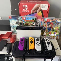 Nintendo Switch OLED Bundle + 4 Games + 512GB SD + Extra Joycons +