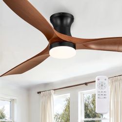 52” Ceiling Fan with LED Light & Remote – Walnut / Black