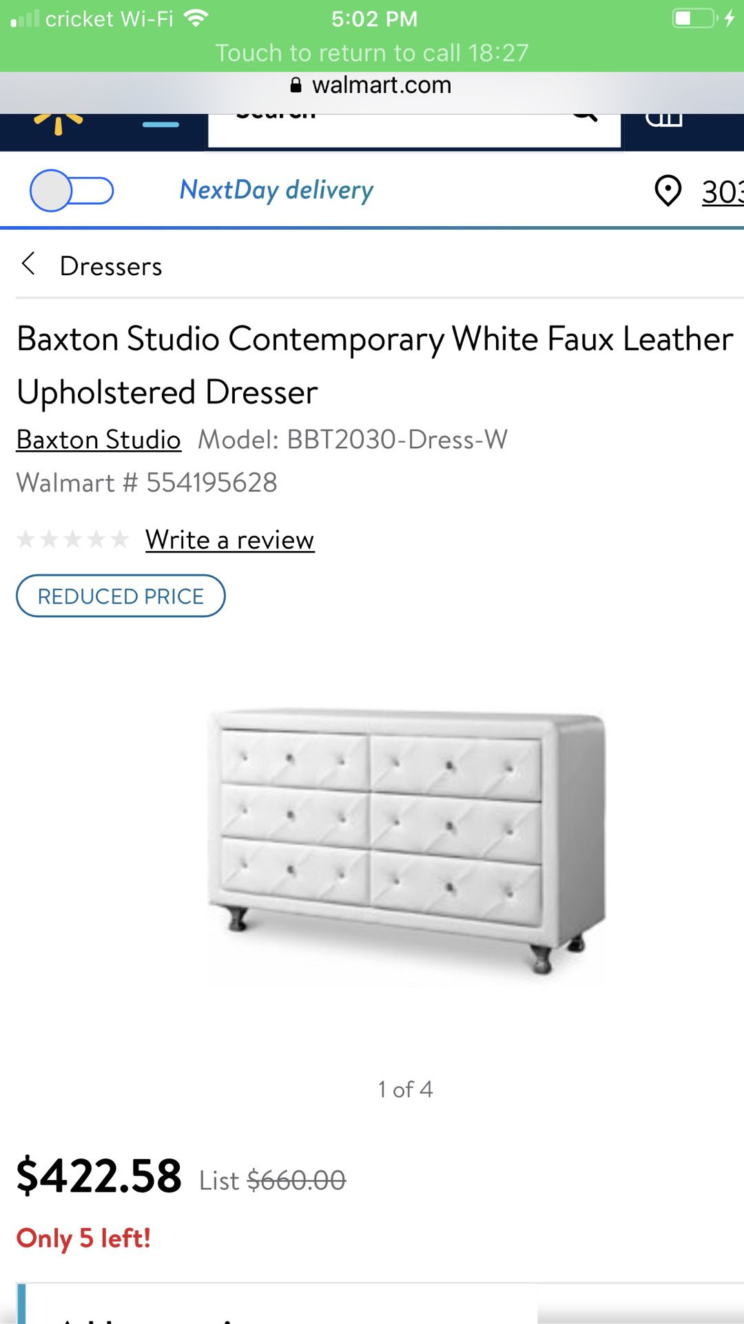 Braxton studio contemporary white studded dresser