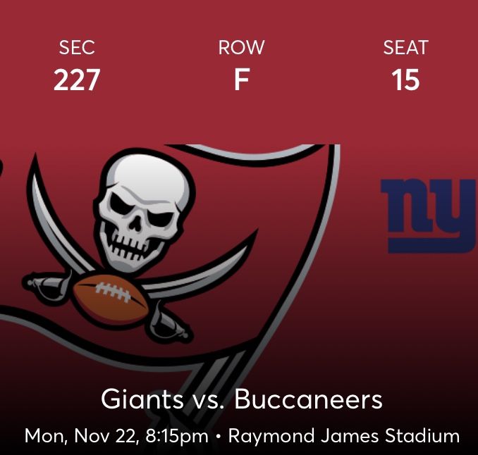 Tampa Bay bucs Vs New York Giants