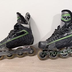 Mission Axiom T6 Inline Hockey Skates Size 11 Black/Green Hi-Lo Chassis