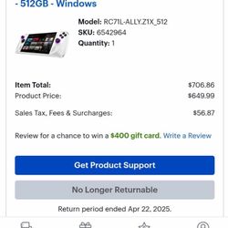 ROG Ally 7" 120Hz FHD 1080p Gaming Handheld 