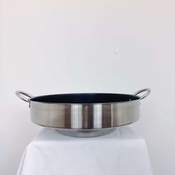 Heavy Duty 23" x 7" Stainless Steel Concave Comal Griddle Pan Non-Stick Coating Cookware