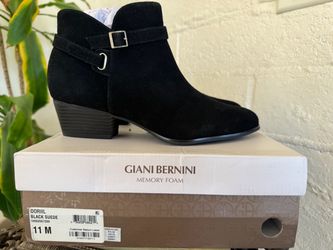 Gianni Bernini Women's Black Suede Leather Ankle Boots Size 11 NEW