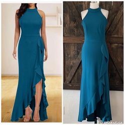 NWT WOOSEA Women's High Neck Split Bodycon Mermaid Evening Cocktail Long Party  Dress Size- Medium Only 