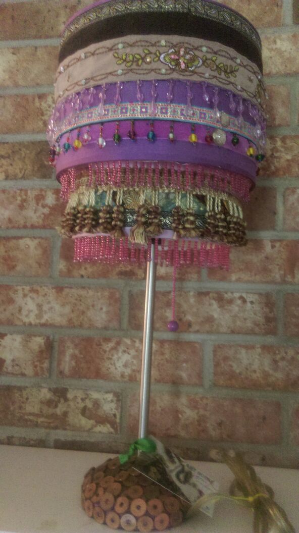 Boho bohemian India Asia handmade table lamp