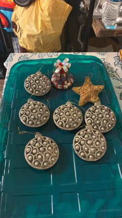 8 Christmas ornaments.