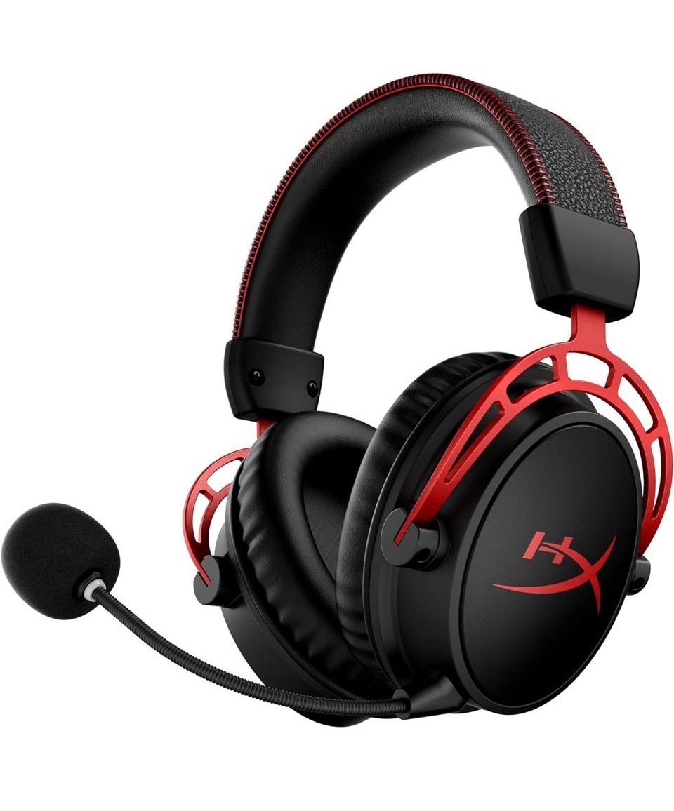 Open Box New HyperX Wireless Cloud Alpha - Gaming Headset for PC, 300-hour battery life, DTS Headphone:X Spatial Audio, Memory foam, Dual Chamber Driv