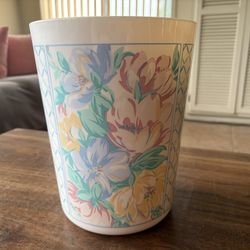 Vintage Springs Plastic Floral Trash Can Wastebasket