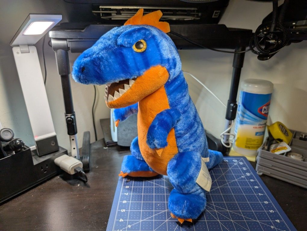 Build A Bear Blue Stripes T-Rex Stuffed Animal Plush Orange And Blue BAB
