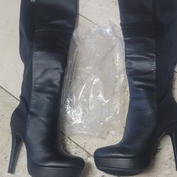Size 7.5 New In Box Black Boots 2 Inch Heel