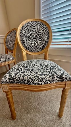 French-Style Accent Chairs with Medallion Upholstery