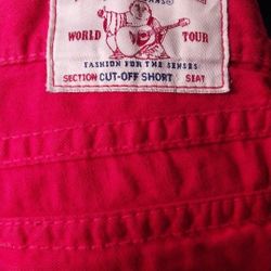 True Religion Red Cut-Off Shorts Men's Size  33