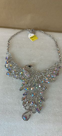 Crystal Peacock Necklace/Earrings Set