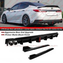 25-26 Camry SE XSE Matte Black LED Rear Diffuser + Spats + Exhaust Tips