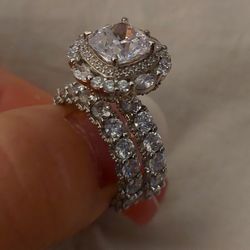 Jzora 4 CT Center Stone Wedding Bridal Ring Set