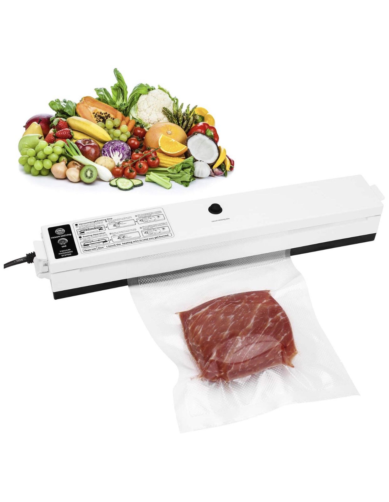 Food Sealer Machines One-button Vacuum Sealing System for Household Commercial Use of Food Preservation with Gift Vacuum Bag