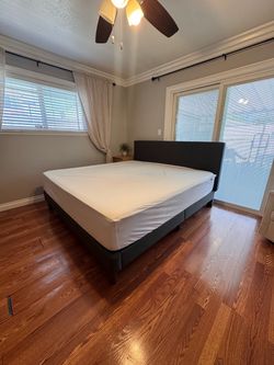 King Bed Frame with Upholstered Headboard mattress not included