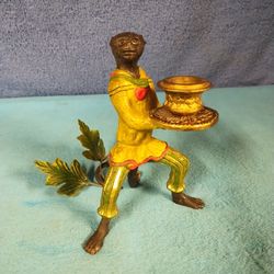 BRONZE PAINTED Monkey Candle Stick Holder 