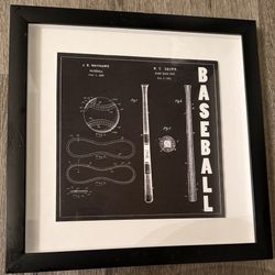 Baseball Patent Print by J. E. Maynard & W. T. Brown Framed 