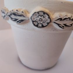 Small White Terra Cotta Planter W/ Mold