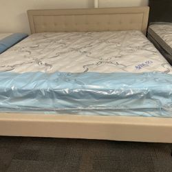 King Bed Frame Beige