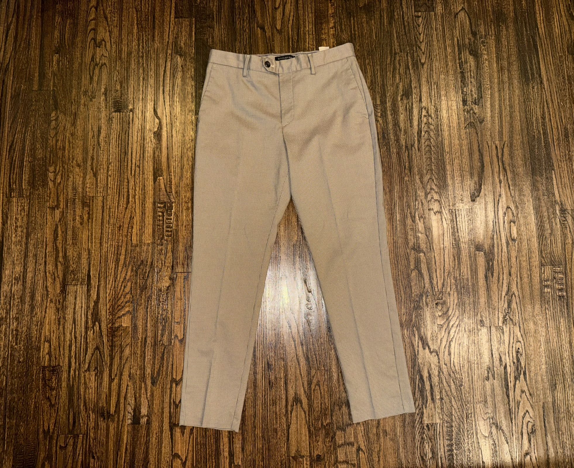 Banana Republic Slim-Tapered Fit Grant Dress Pant Herringbone Brown 32x32