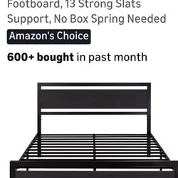 SHA CERLIN Queen Size Bed Frame Metal Base,