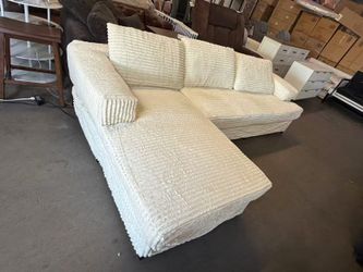 107" Sectional Couches for Living Room with L-Shape Couch Deep Seat Sectional Couch with Chaise,White