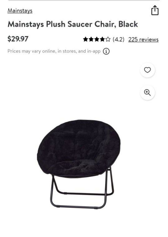 Plush Saucer Chair, Black