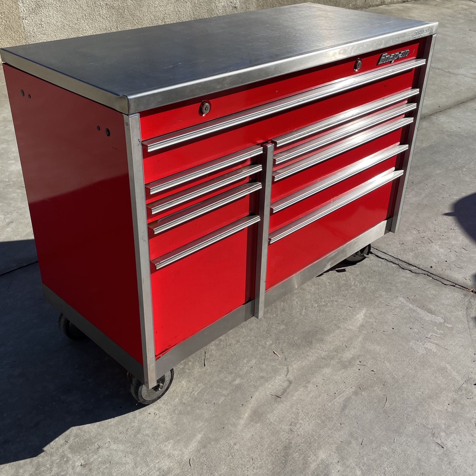 Vintage SNAP ON Tool Box With A Stainless Steel Top