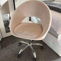 Baby Pink Suede Makeup/Office Chair