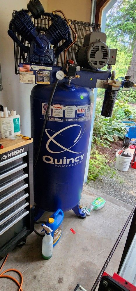 Quincy QT-54 Splash Lubricated Reciprocating Air Compressor - 5 HP, 230 Volt, 1 Phase, 60-Gallon Vertical