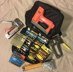 T50P HEAVY DUTY Hammer Tacker, ETF50BN Electric Stapler+Nail Gun, T50PBN HEAVY DUTY 3/8” Stapler+Nail Gun PLUS T2025 Dual Staple Gun/Wire Tacker+ BAG