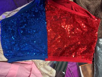 Sequin Mini Shorts Set Blue and Red
