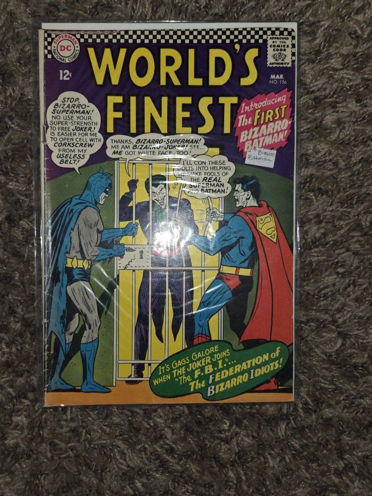 Worlds Finest #156 First Appearance Of Bizarro Batman