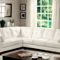 Brand New White Leather Contemporary Style Sectional Sofa