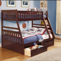 Twin/Full Bunk Bed with Storage Boxes 💥 Good quality furniture