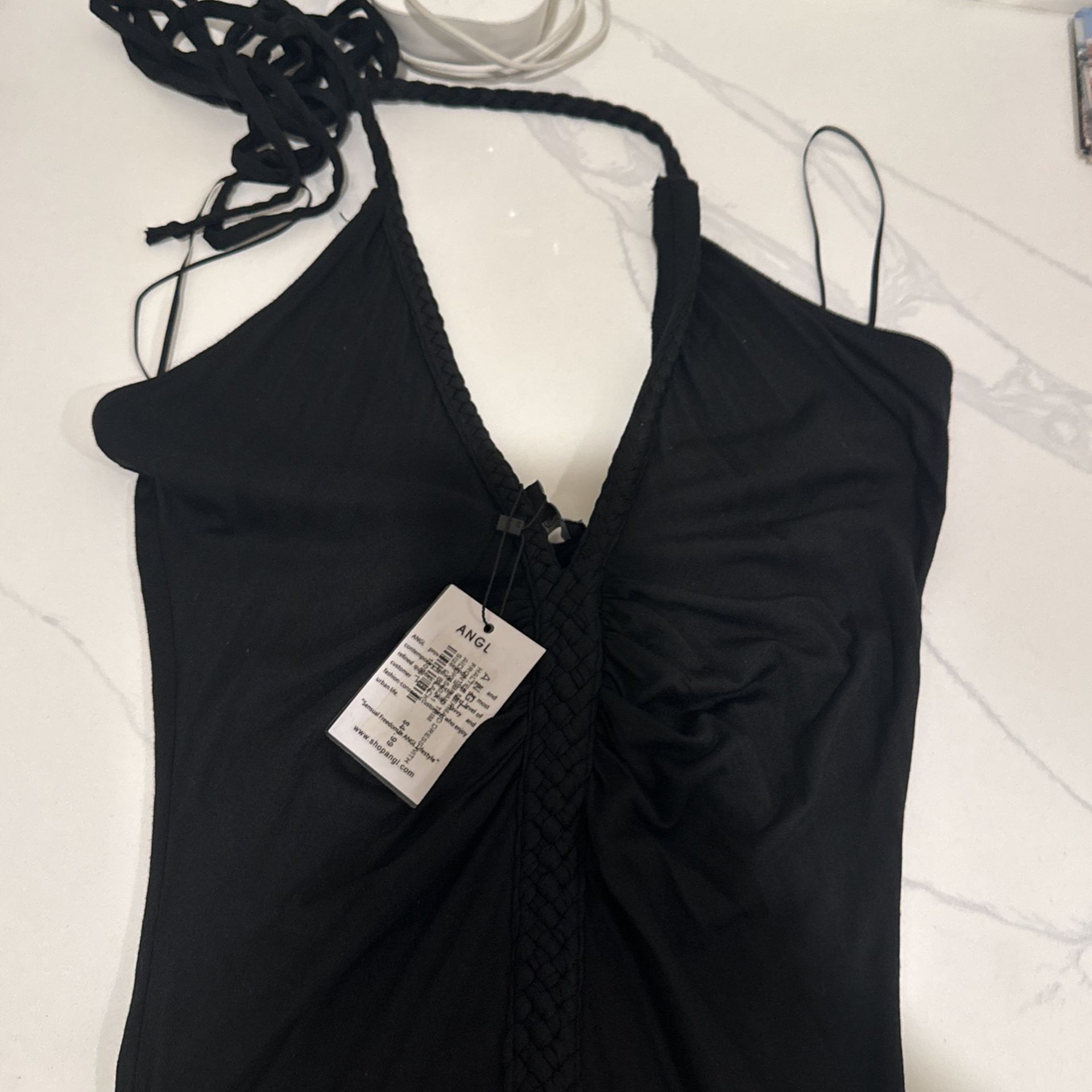 Black Summer Dress Halter Top Brand New Tight Fitting